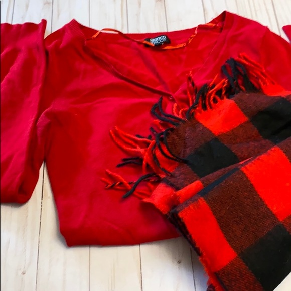 Winter Bundle Blanco Tricot Red Cardigan & Scarf - Picture 3 of 16